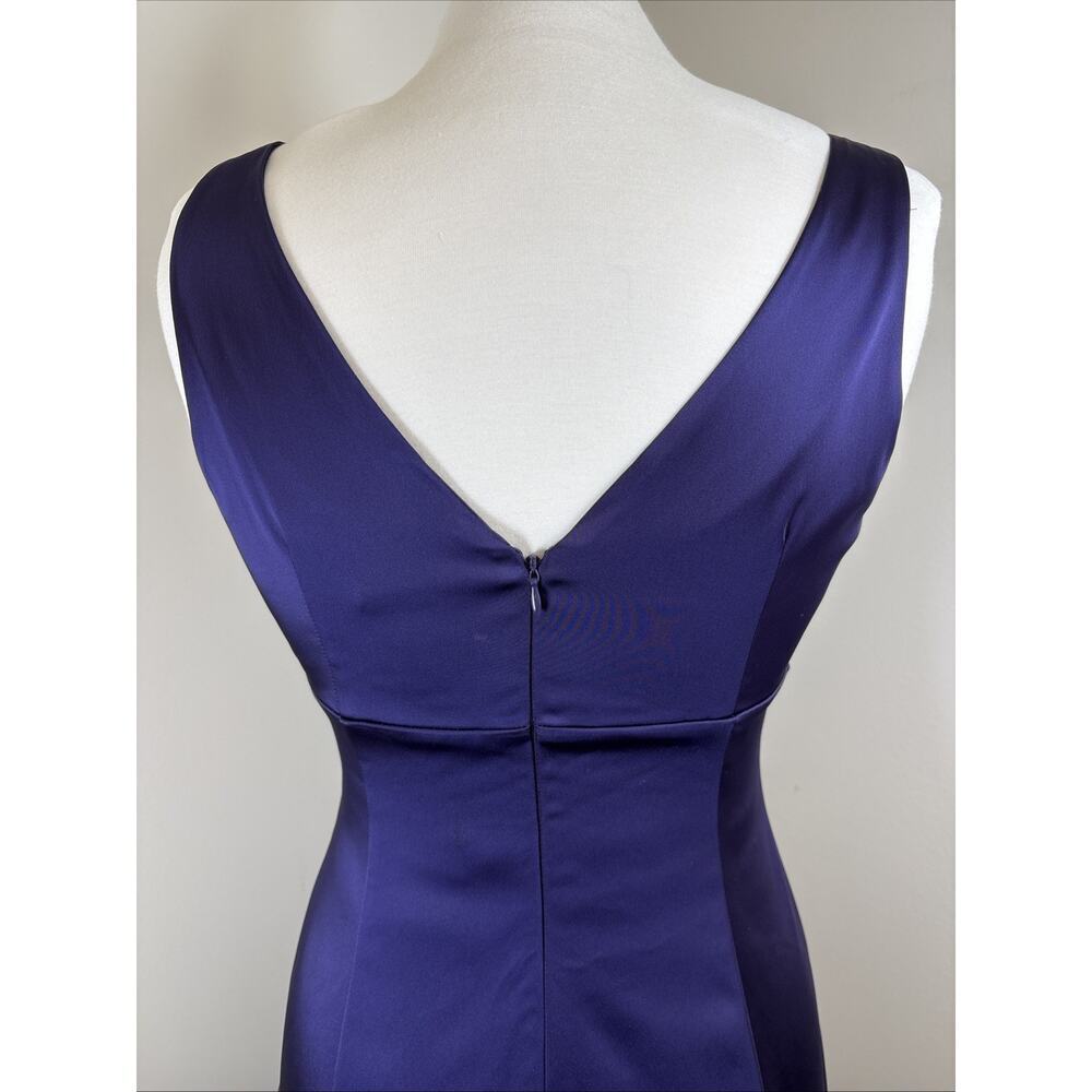 Calvin Klein Royal Purple Dark Romantic Whimsigoth Satin Ruched Stretch Dress 6 - Picture 5 of 14